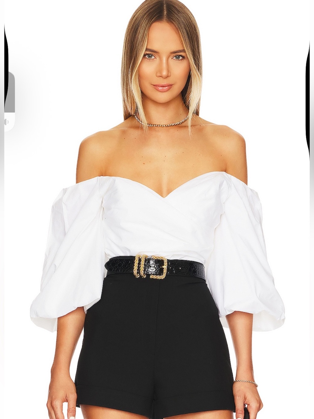 Bardot “Eve” poplin off shoulder top, medium